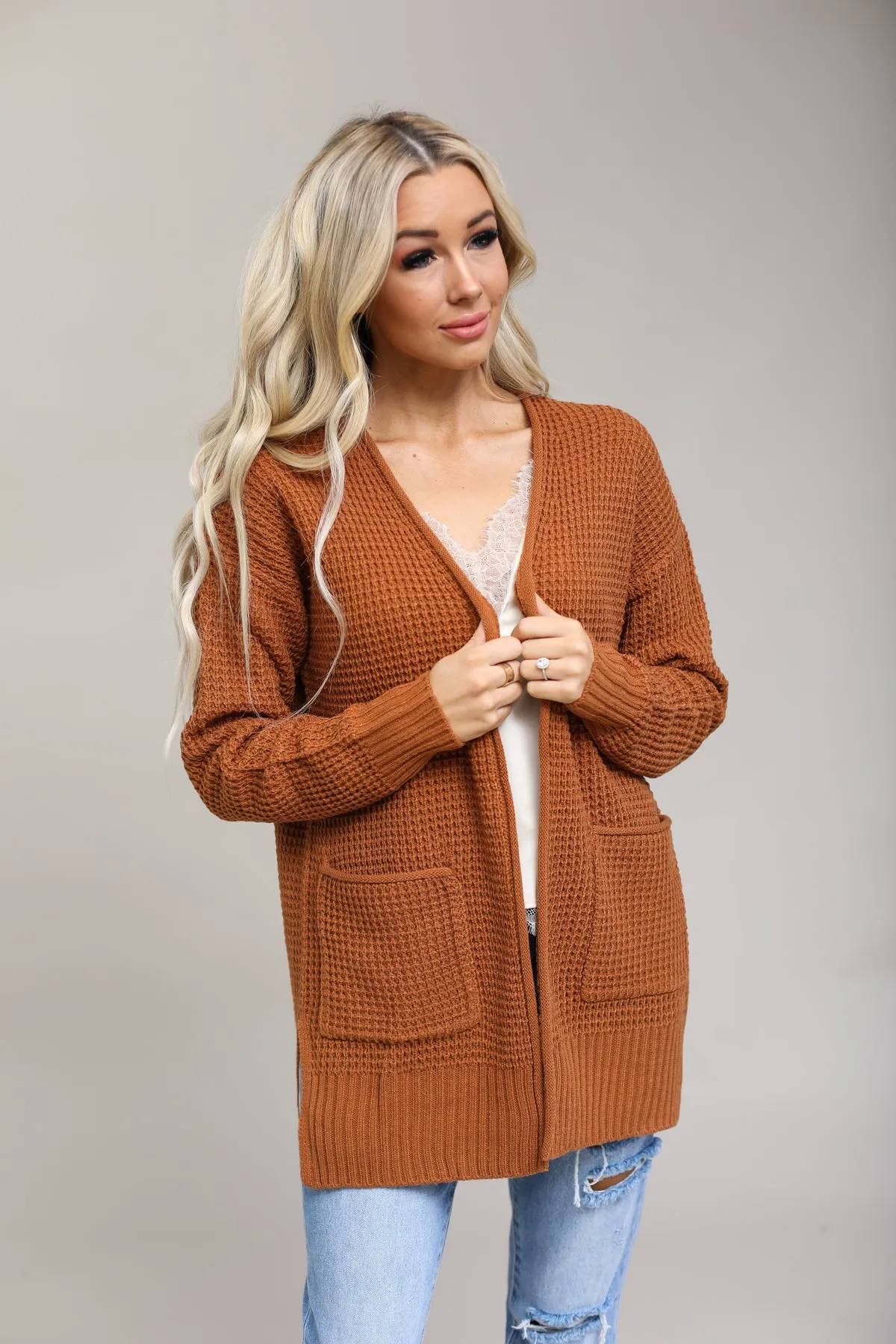 Luxe Waffle Open Cardigan