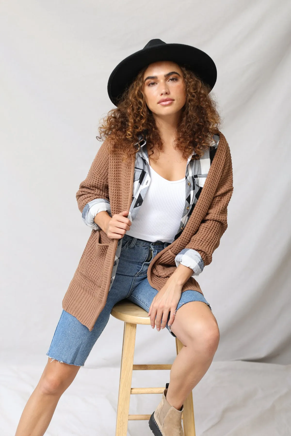 Luxe Waffle Open Cardigan