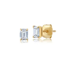 Mini Emerald Cut Diamond Studs