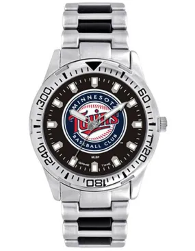 MLB Mens Minnesota Twins Heavy Hitter Watch - Bracelet Strap - Color Logo