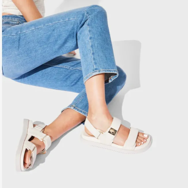 Mona Natural Leather Sandal (Bone)