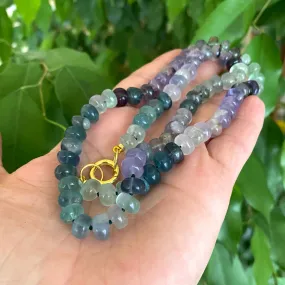 Multi Fluorite Candy Necklace, Gold Vermeil Plated Push Lock or Marine Clasp, 21.5 or 23.5”inches