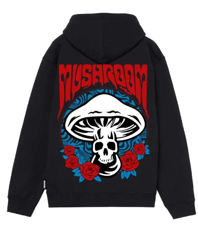 Mushroom Cotton hoodie with print 22FWMU21002-01 black