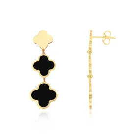 Onyx Graduating Clover Dangle Earrings