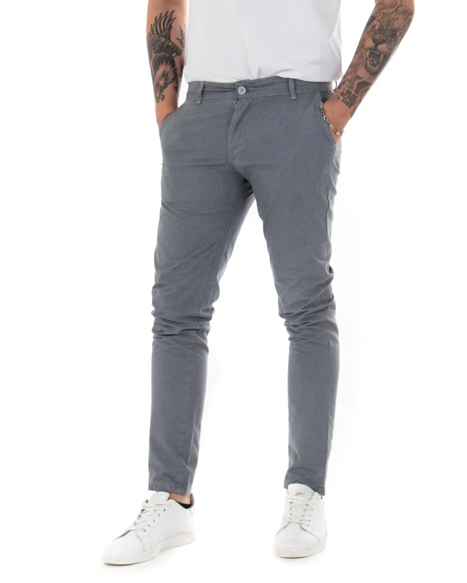 Pantaloni Uomo Tasca America Microfantasia Grigio Classico Casual GIOSAL-P3817A