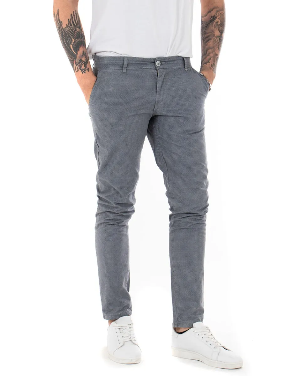 Pantaloni Uomo Tasca America Microfantasia Grigio Classico Casual GIOSAL-P3817A