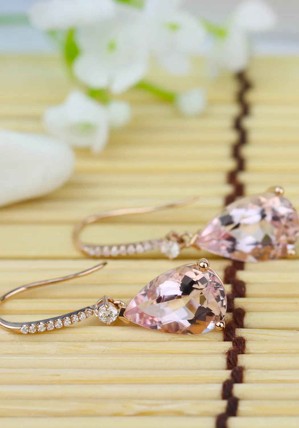 Parade Design 18KYG Diamond & Morganite Drop Earrings