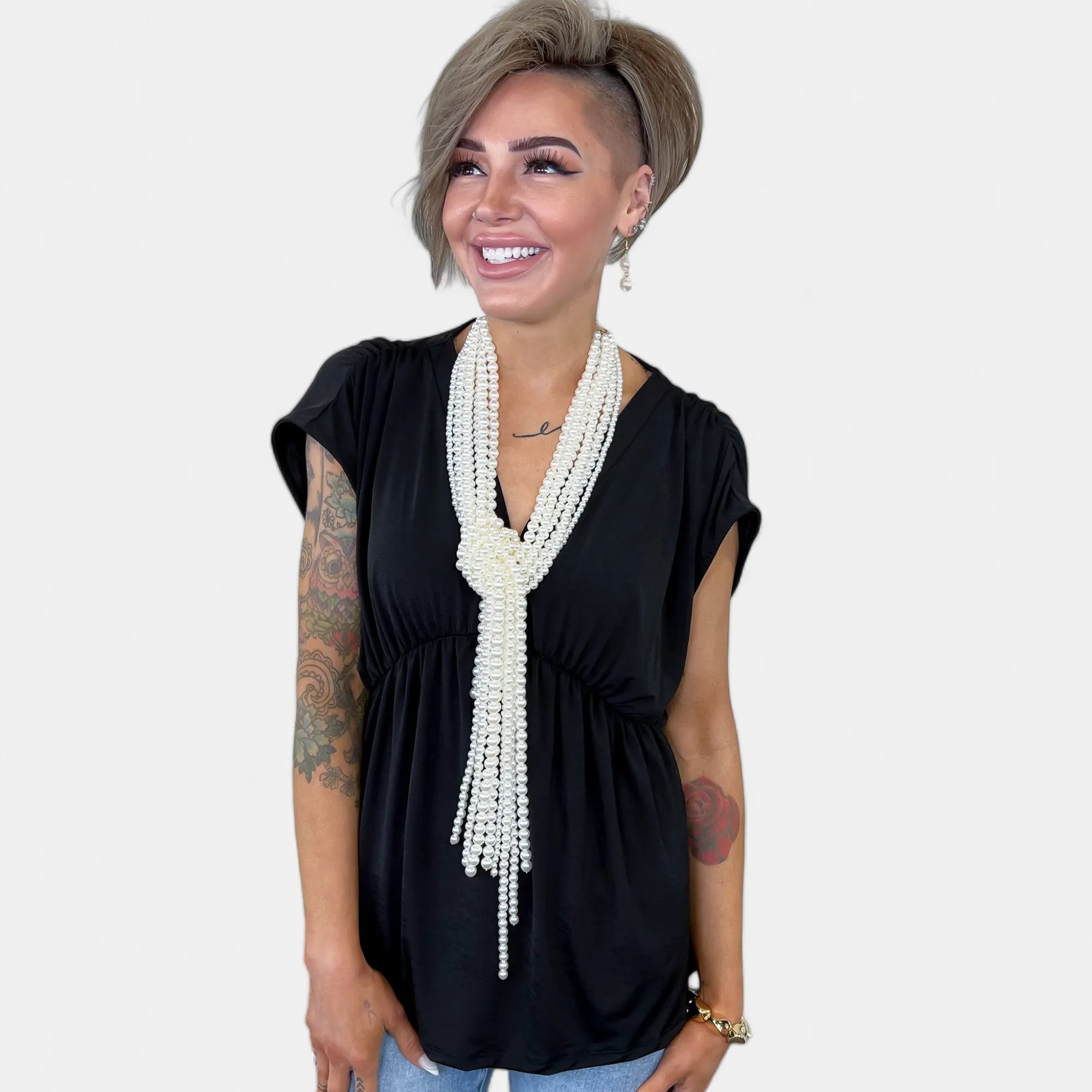 Pearl Fringe Long Necklace