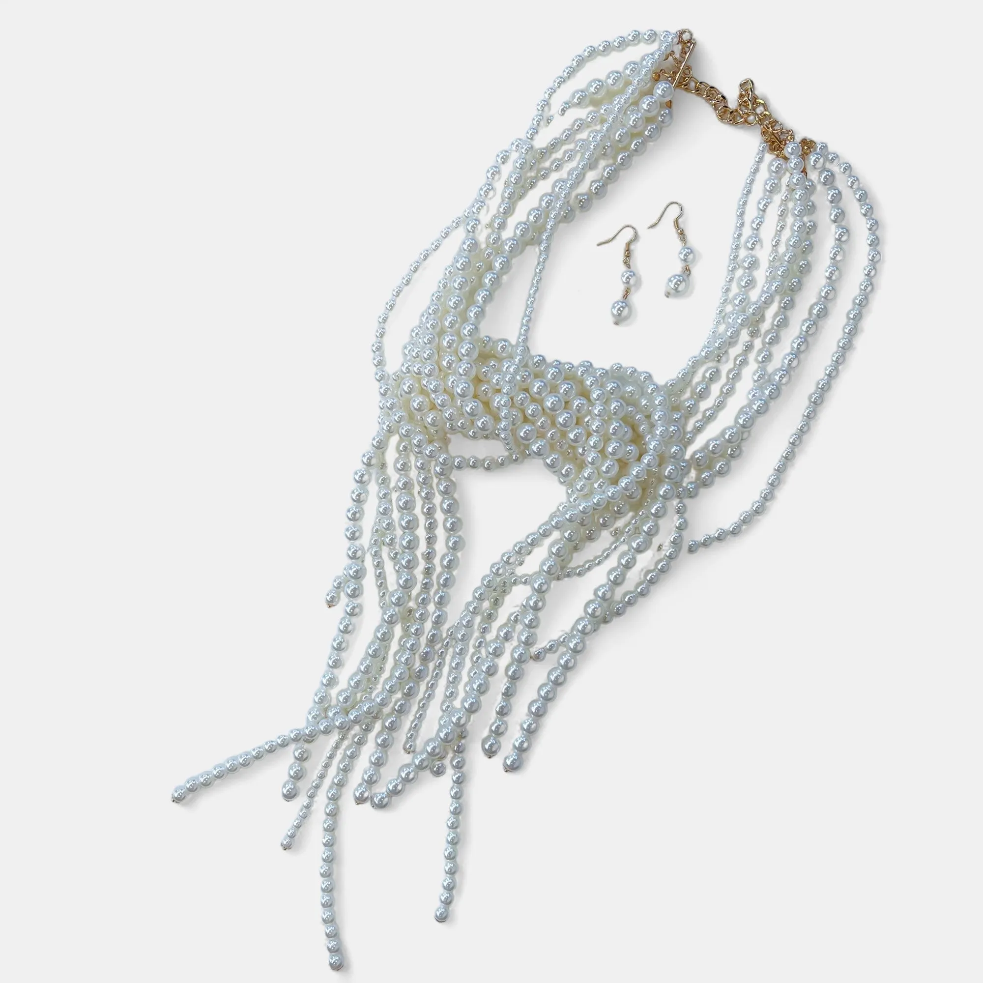 Pearl Fringe Long Necklace