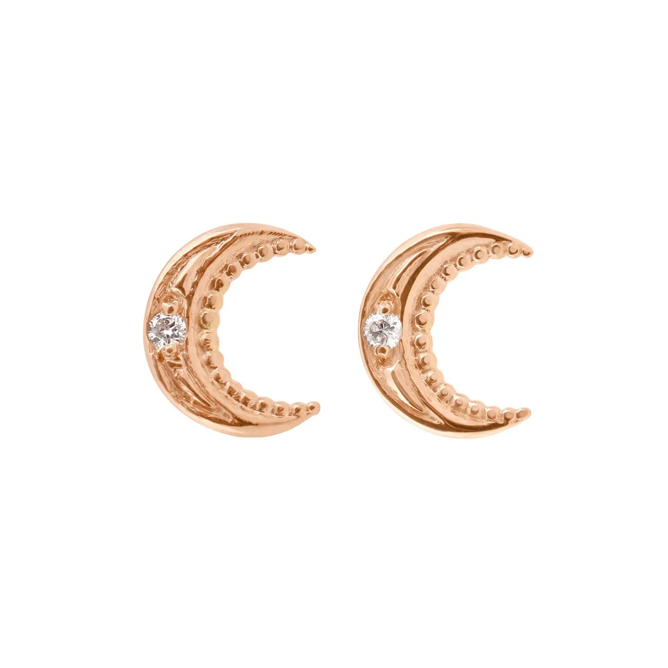 Petite Moon diamond earrings, Rose Gold