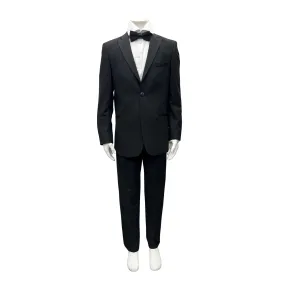 PinoPorte Boys Black Tonal Check Wool Tuxedo_Z33