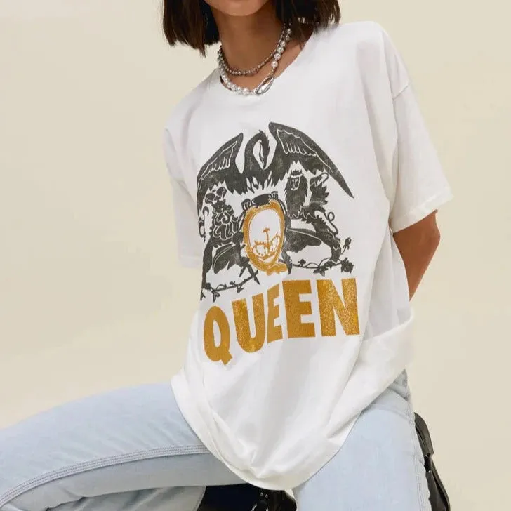 Queen Glitter Tee (White)