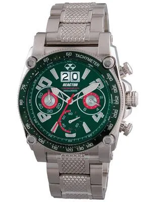 Reactor Warp Chronograph with Tachymeter - Racing Green - Steel Bracelet - Date