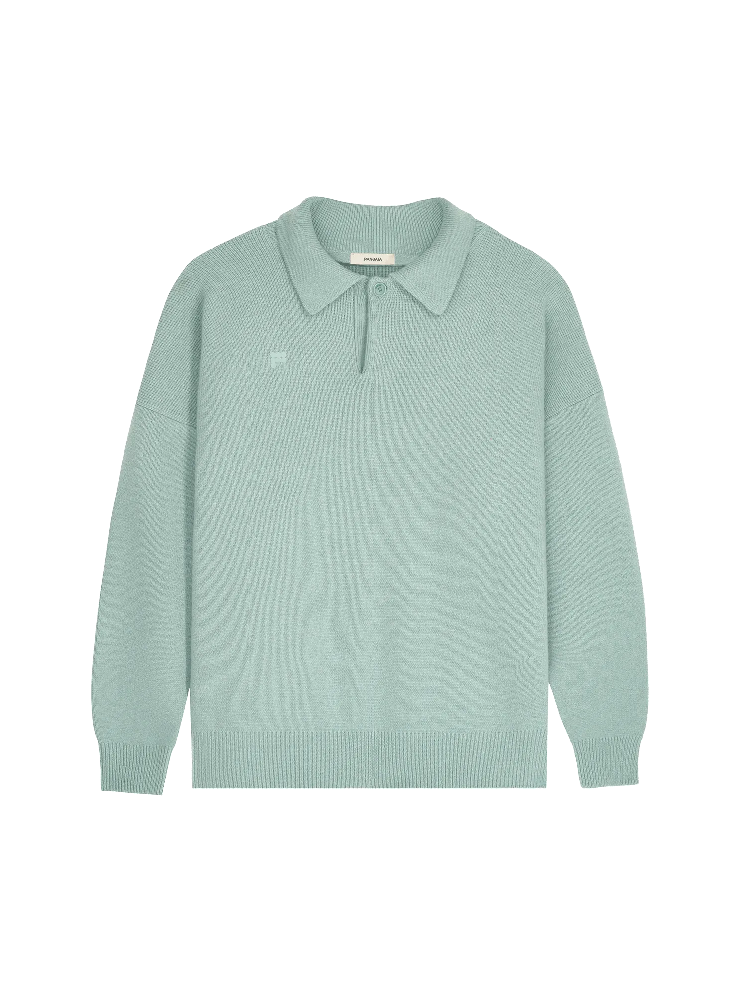 Recycled Cashmere Polo Sweater—eucalyptus blue