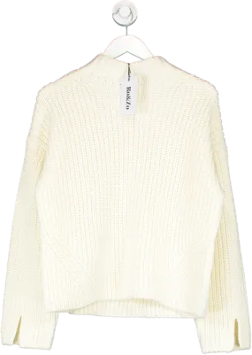 Ro & Zo Cream Split Sleeve High Neck Jumper UK XS