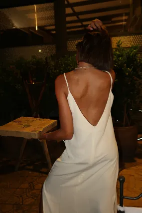 ROBE DOS NU EN SOIE BLANCHE- CRUISE