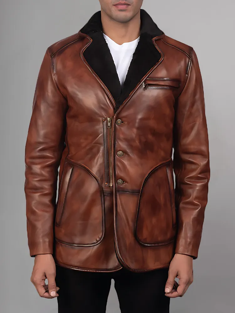 Rocky Brown Fur Leather Coat