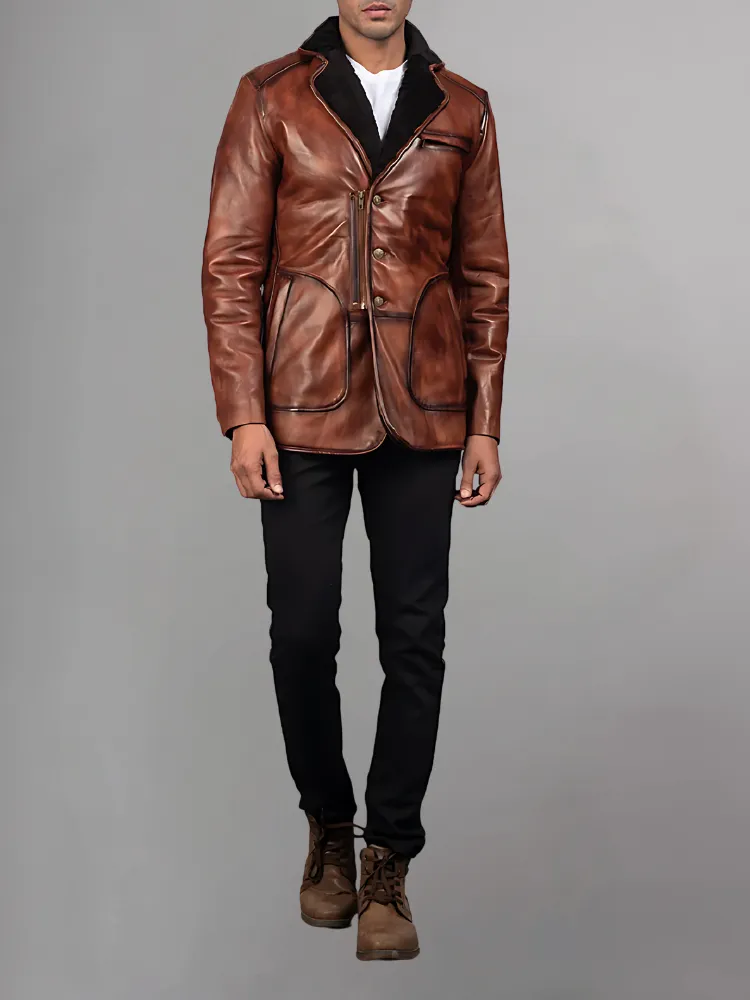 Rocky Brown Fur Leather Coat