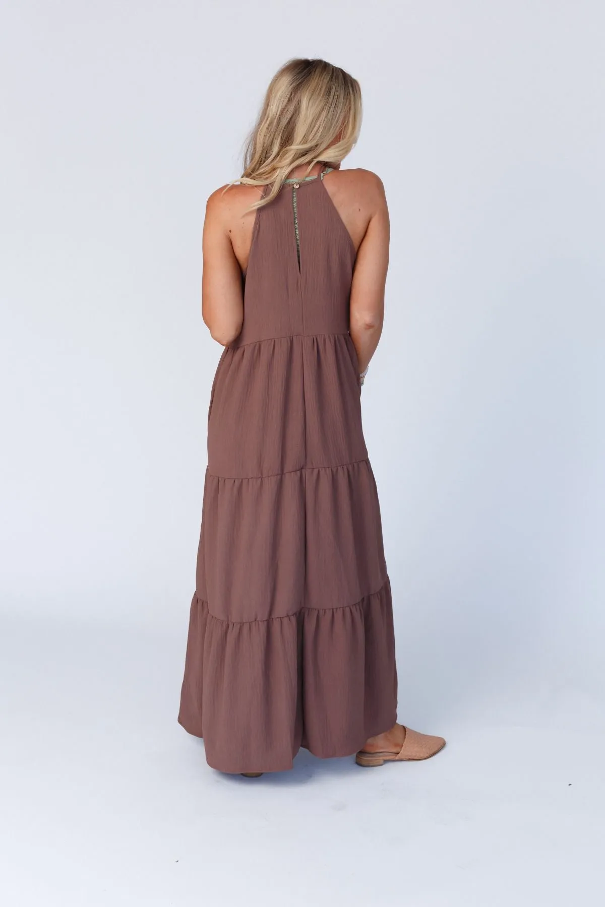 Scarlett Baby Waffle Tiered Maxi Dress - Mocha