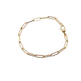 Small 14K Gold Paper Clip Link Bracelet 2mm