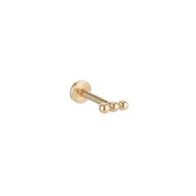 Solid Gold Triple Ball Stud Single Earring, 14k