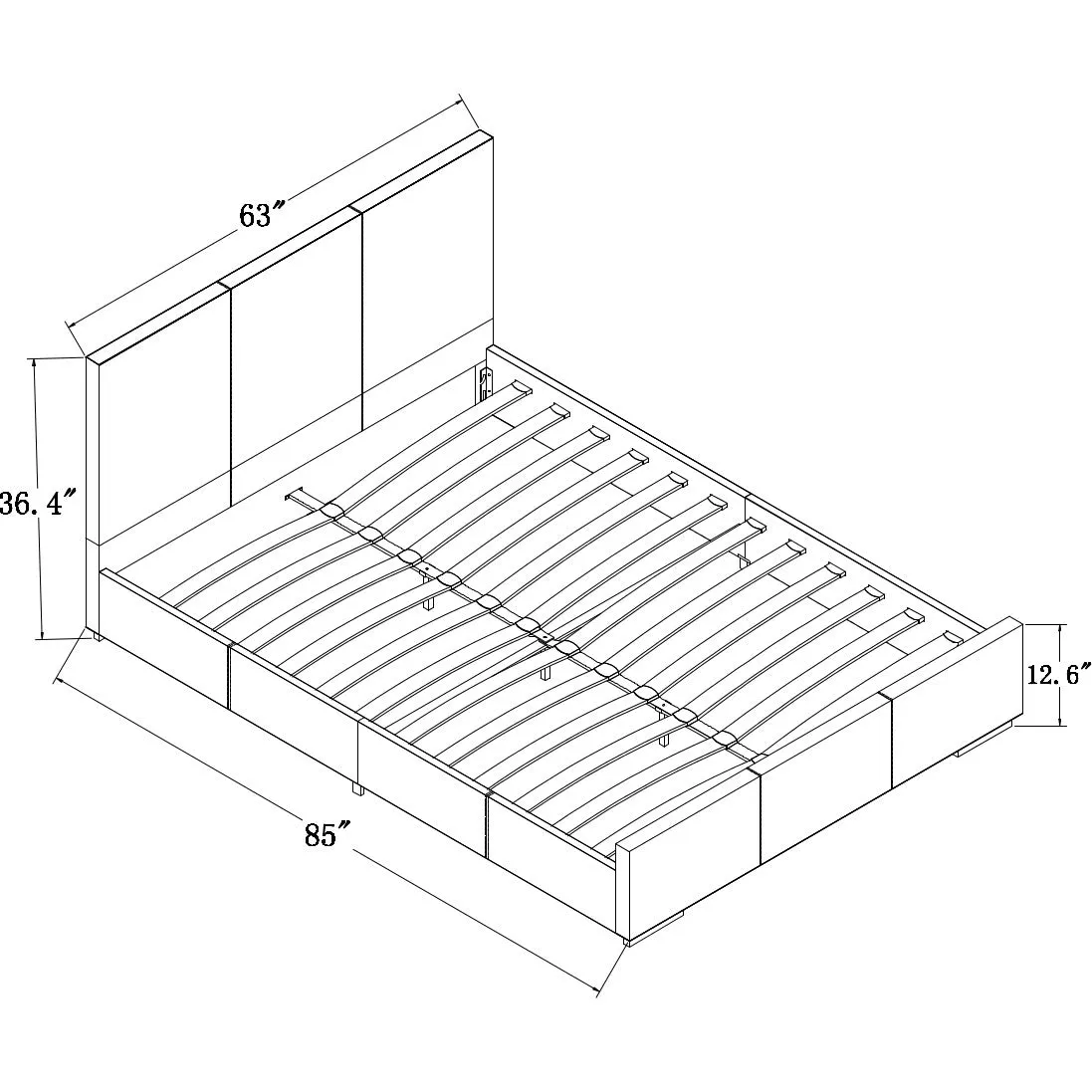 Solid Manufactured Wood White Standard Bed Upholstered With Headboard