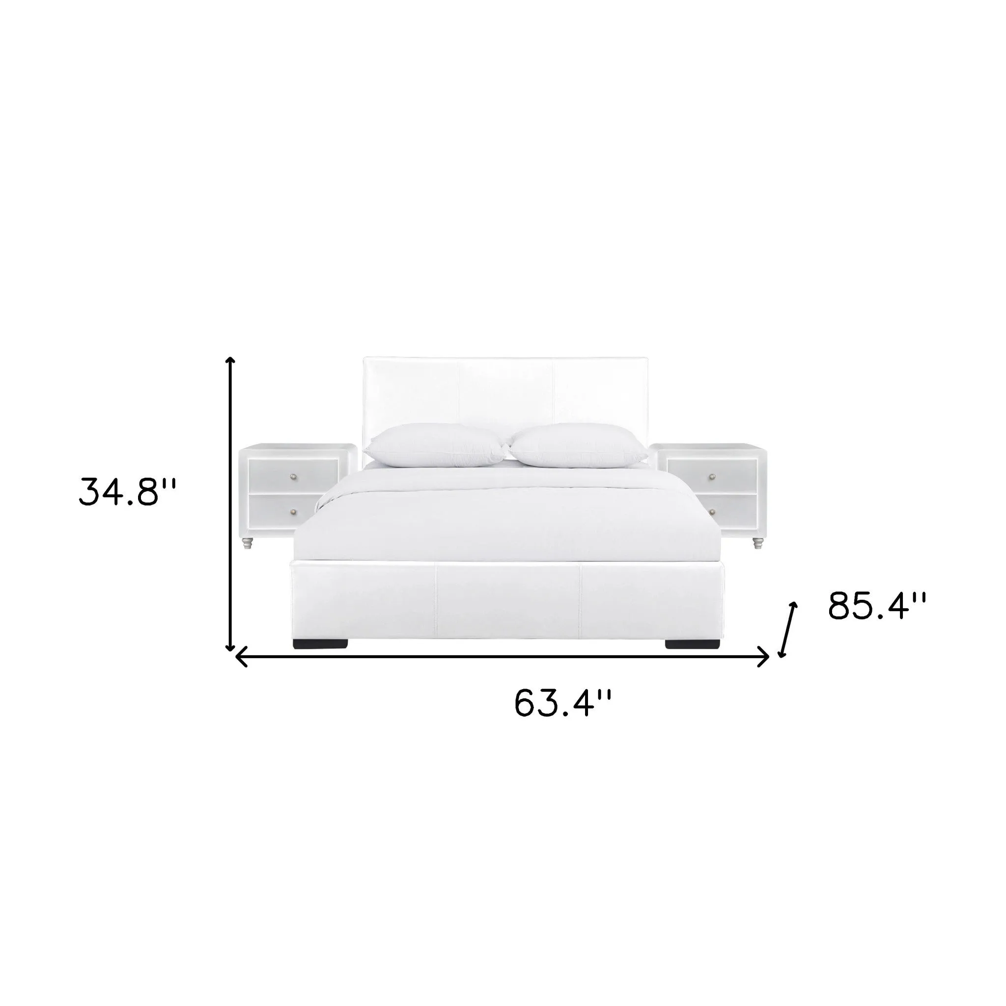 Solid Manufactured Wood White Standard Bed Upholstered With Headboard