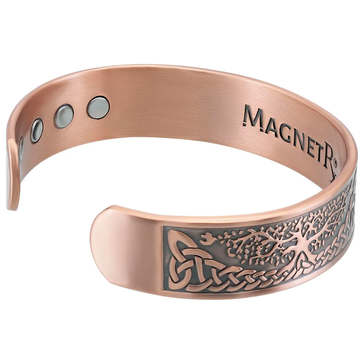 Stamped Irish Tree Magnetic Copper Bracelet Cuff for Men