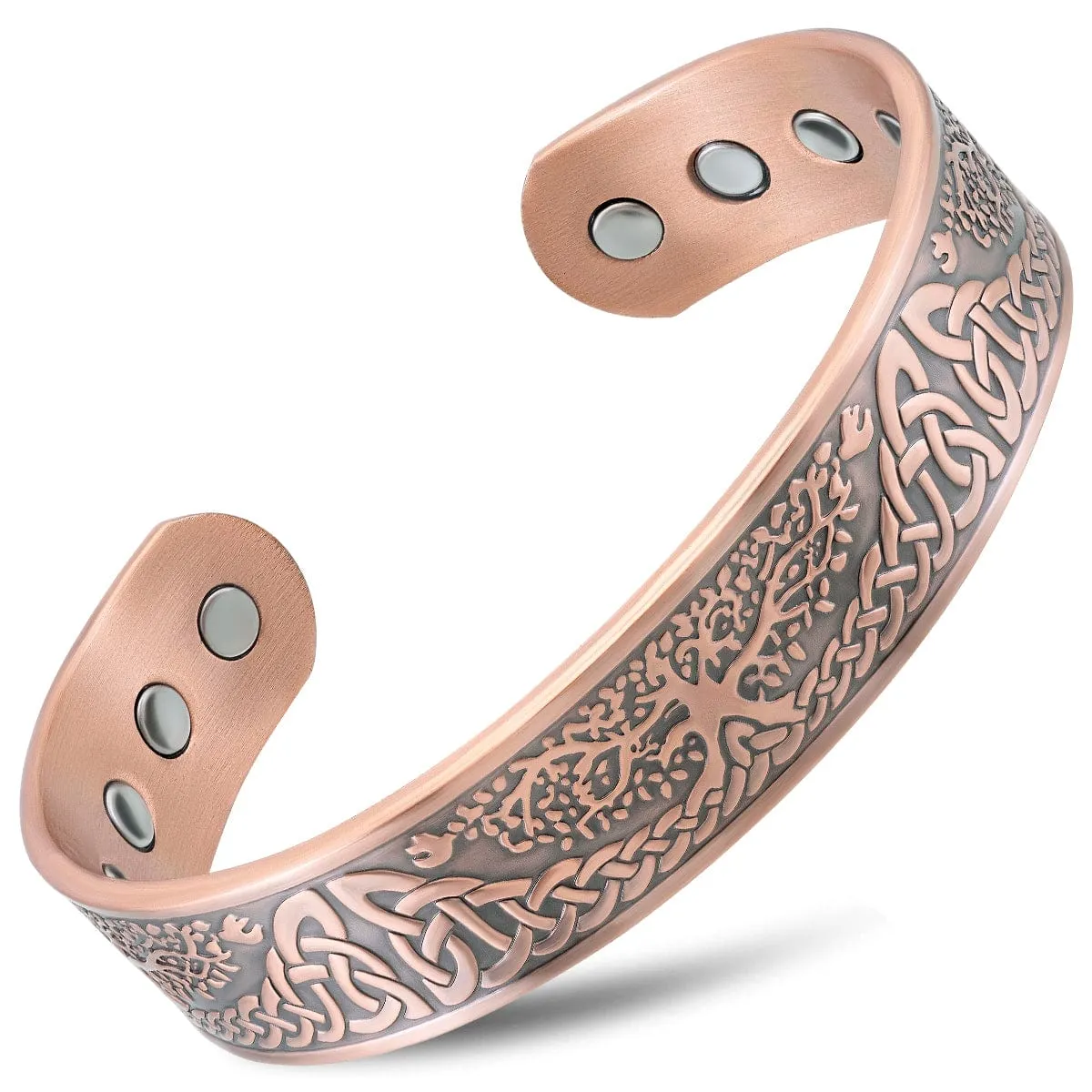 Stamped Irish Tree Magnetic Copper Bracelet Cuff for Men