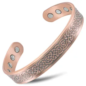 Stamped Shielded Knot Magnetic Copper Bracelet Cuff for Men