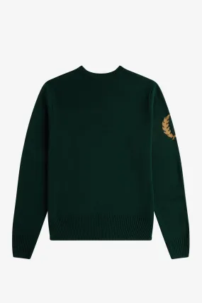 TARTAN GREEN LAUREL WREATH JACQUARD CREW