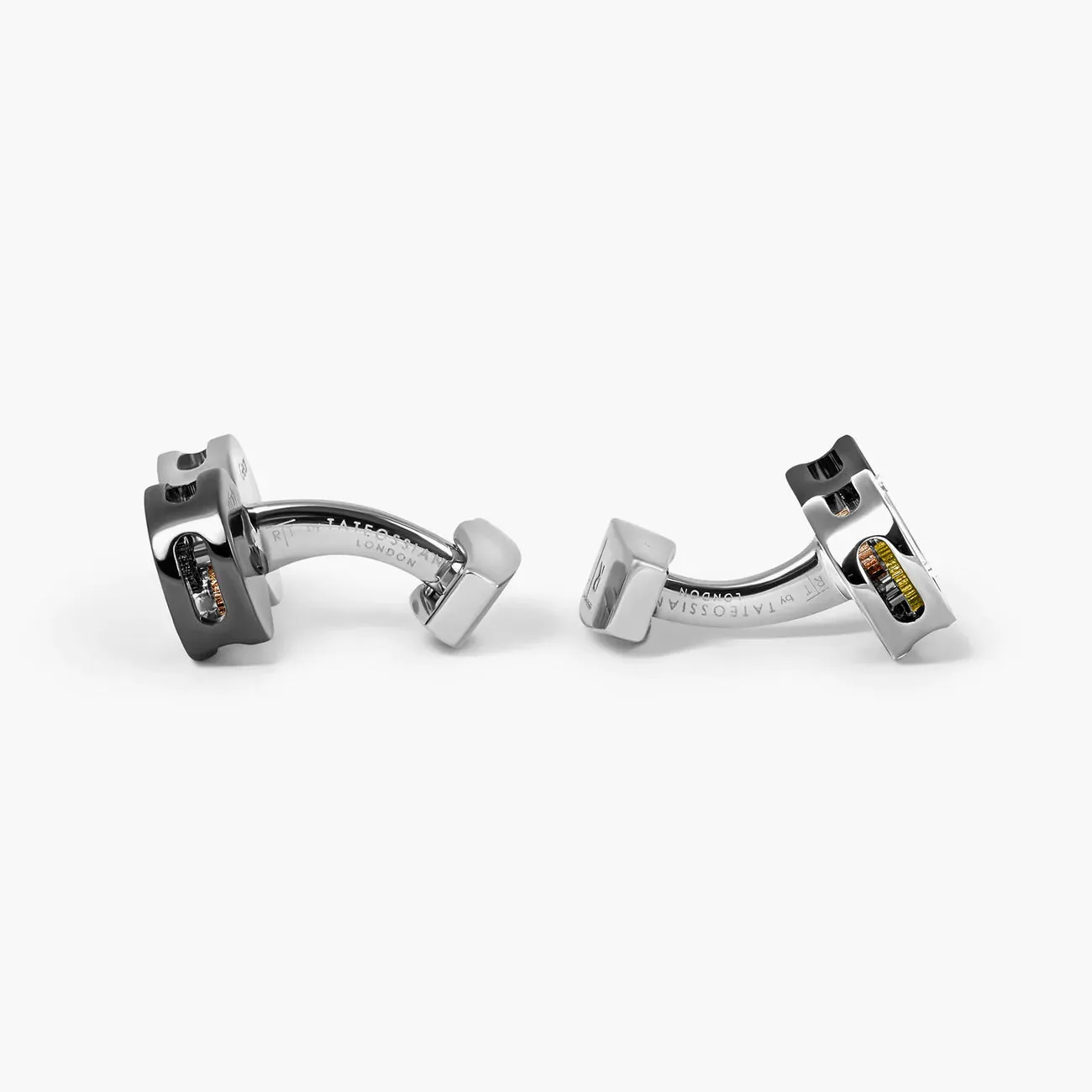 Tateossian Infinity Gear Cufflinks With Silver Palladium & Gunmetal Plated