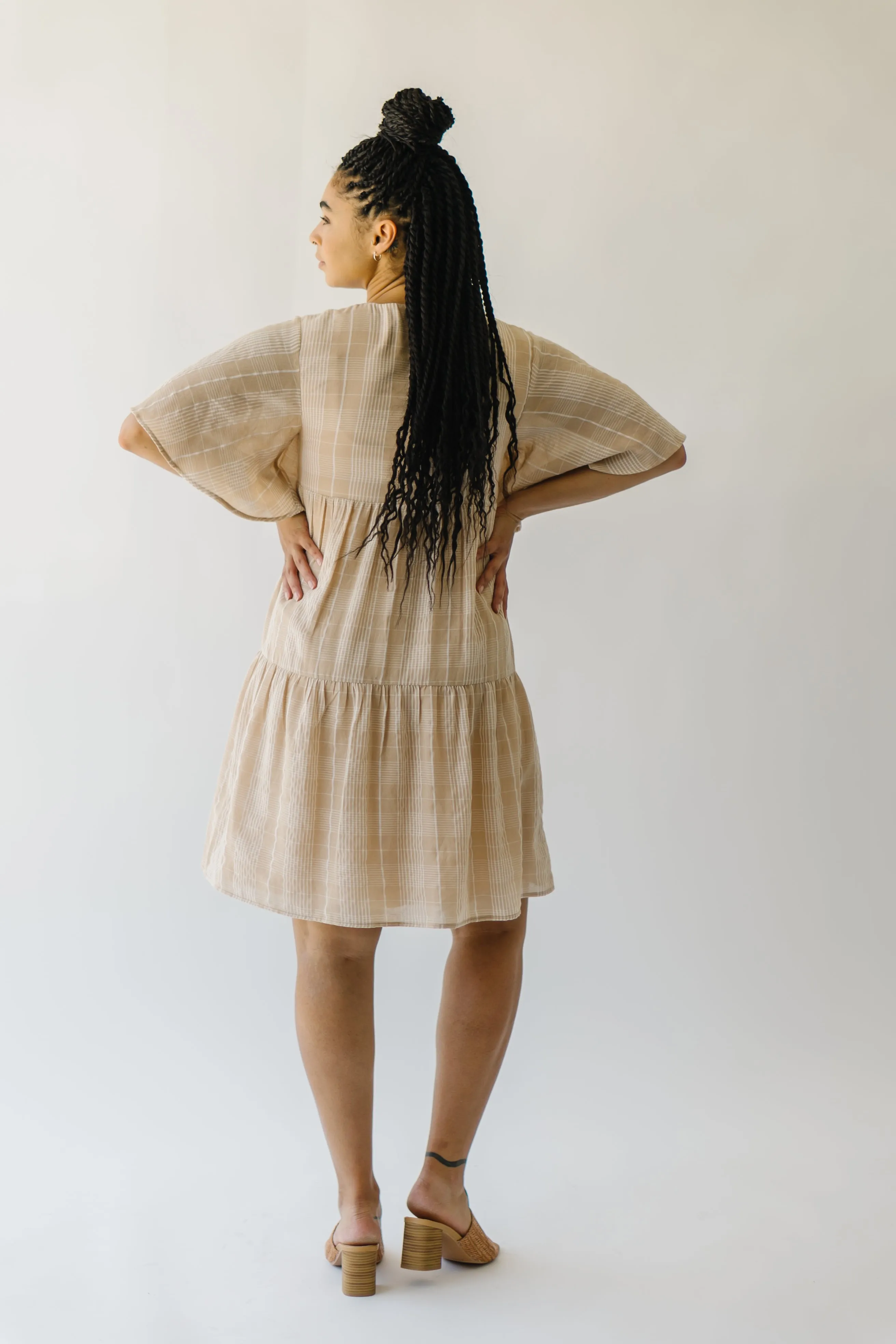 The Ashworth Tiered Dress in Taupe Stripe