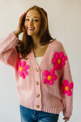 The Treft Floral Knit Cardigan in Pink