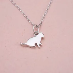 Tiny, Heavy Cat Necklace in Solid 925 Sterling Silver