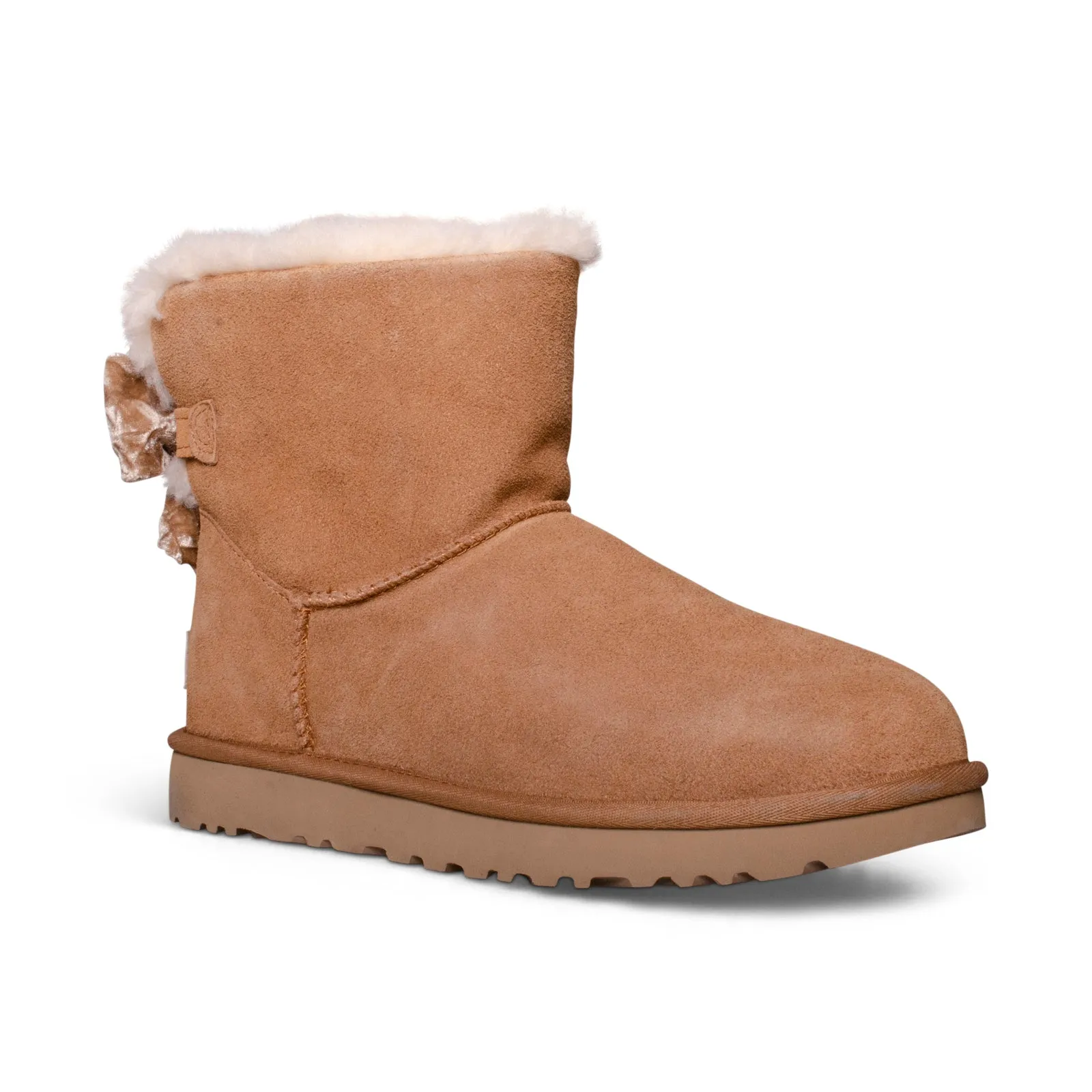 UGG Mini Bailey Bow Crushed Velvet Chestnut Boots - Women's