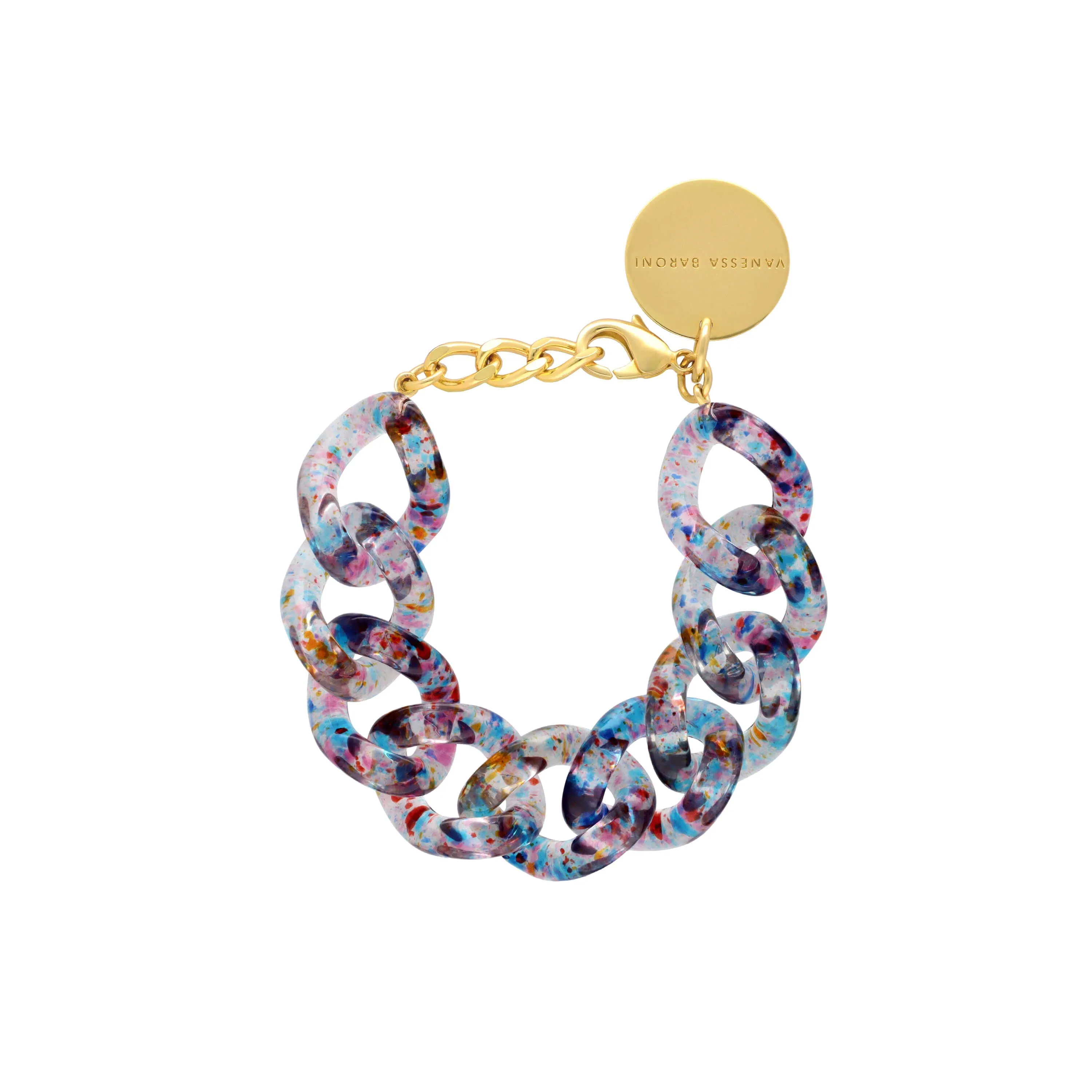 Vanessa Baroni Flat Chain Confetti Blue Bracelet