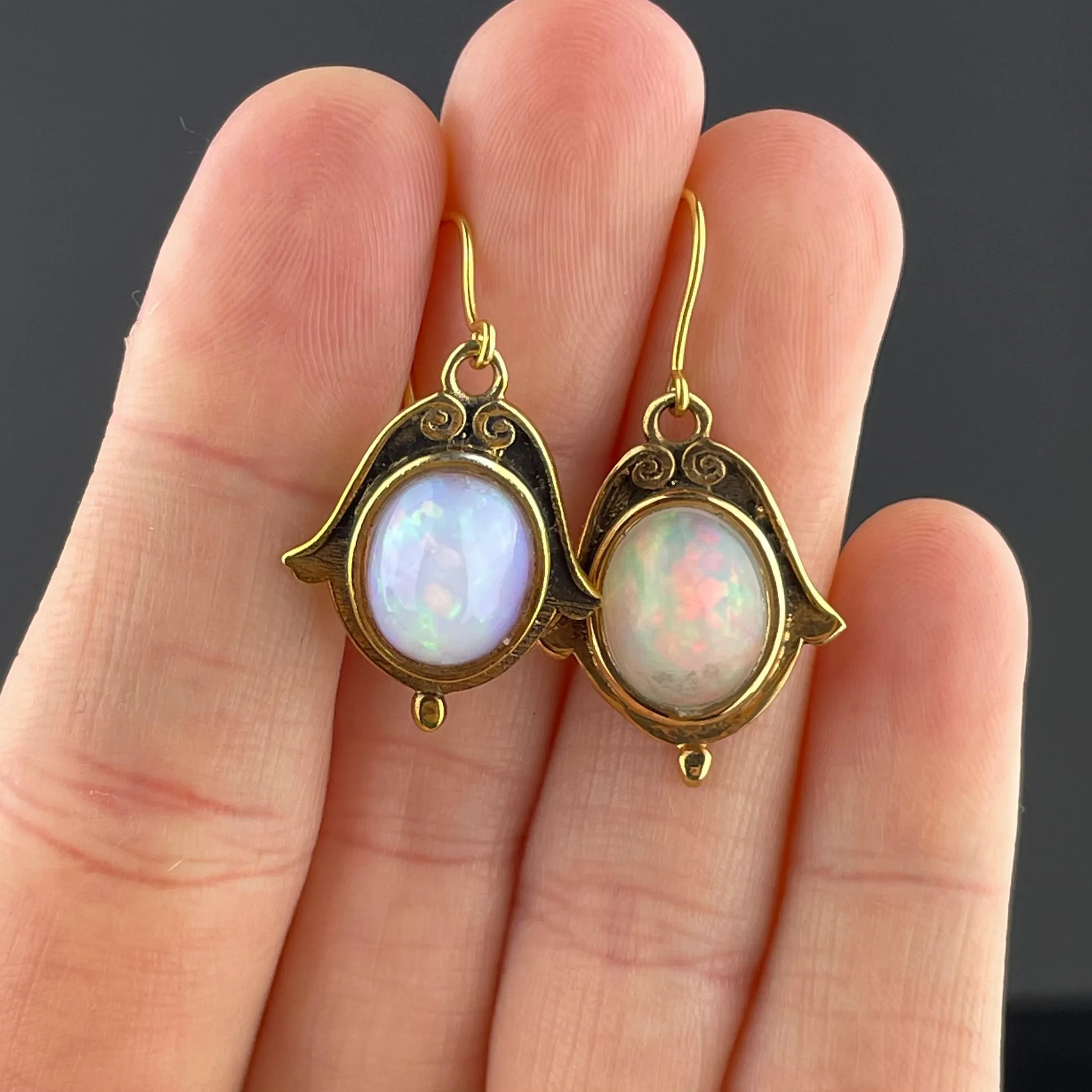 Vintage Art Nouveau Style Opal Earrings