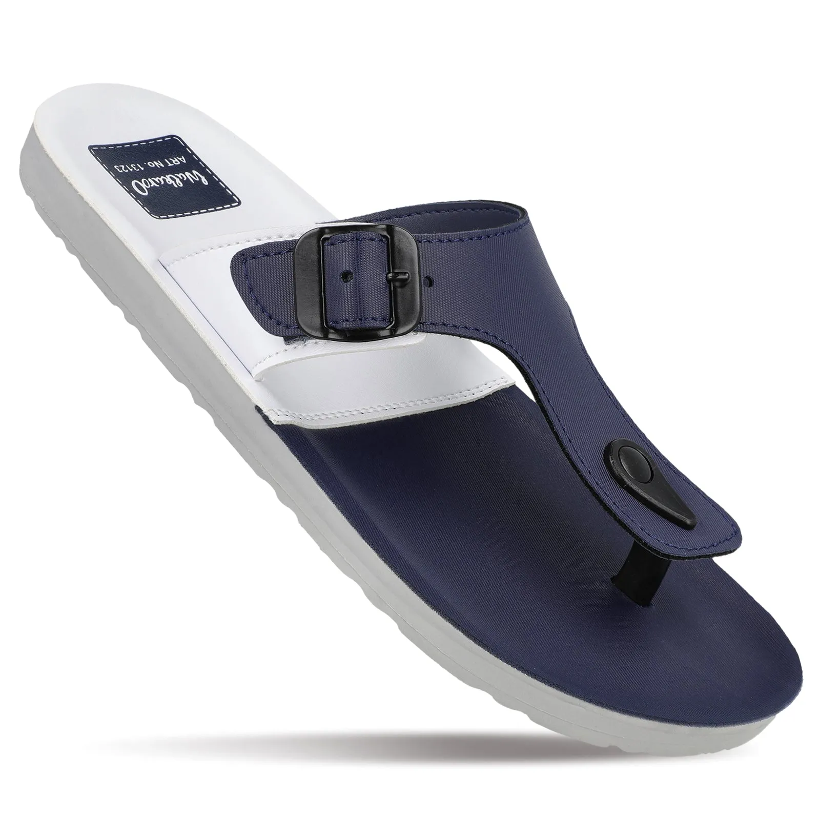 Walkaroo Men Solid Thong Sandals  - 13123 Blue white