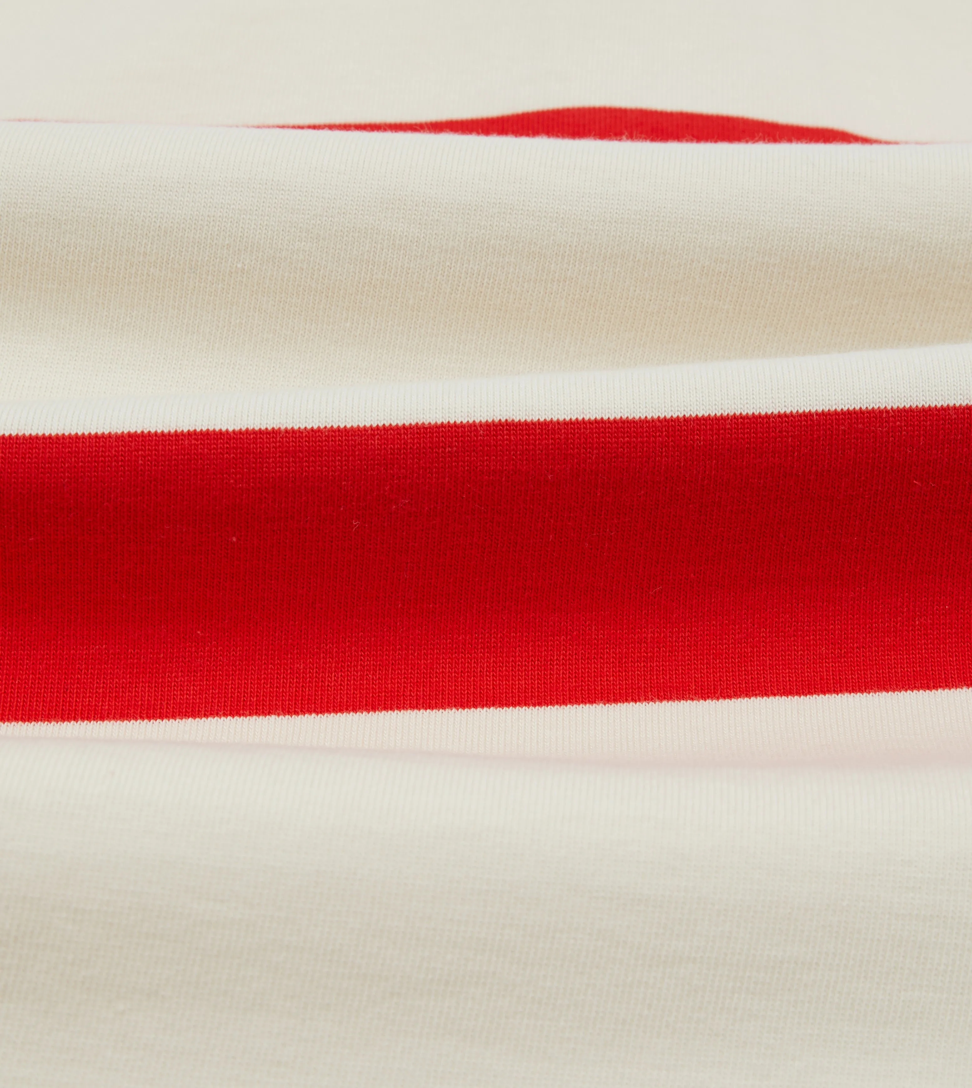 White and Red Stripe Cotton Rugby Shirt