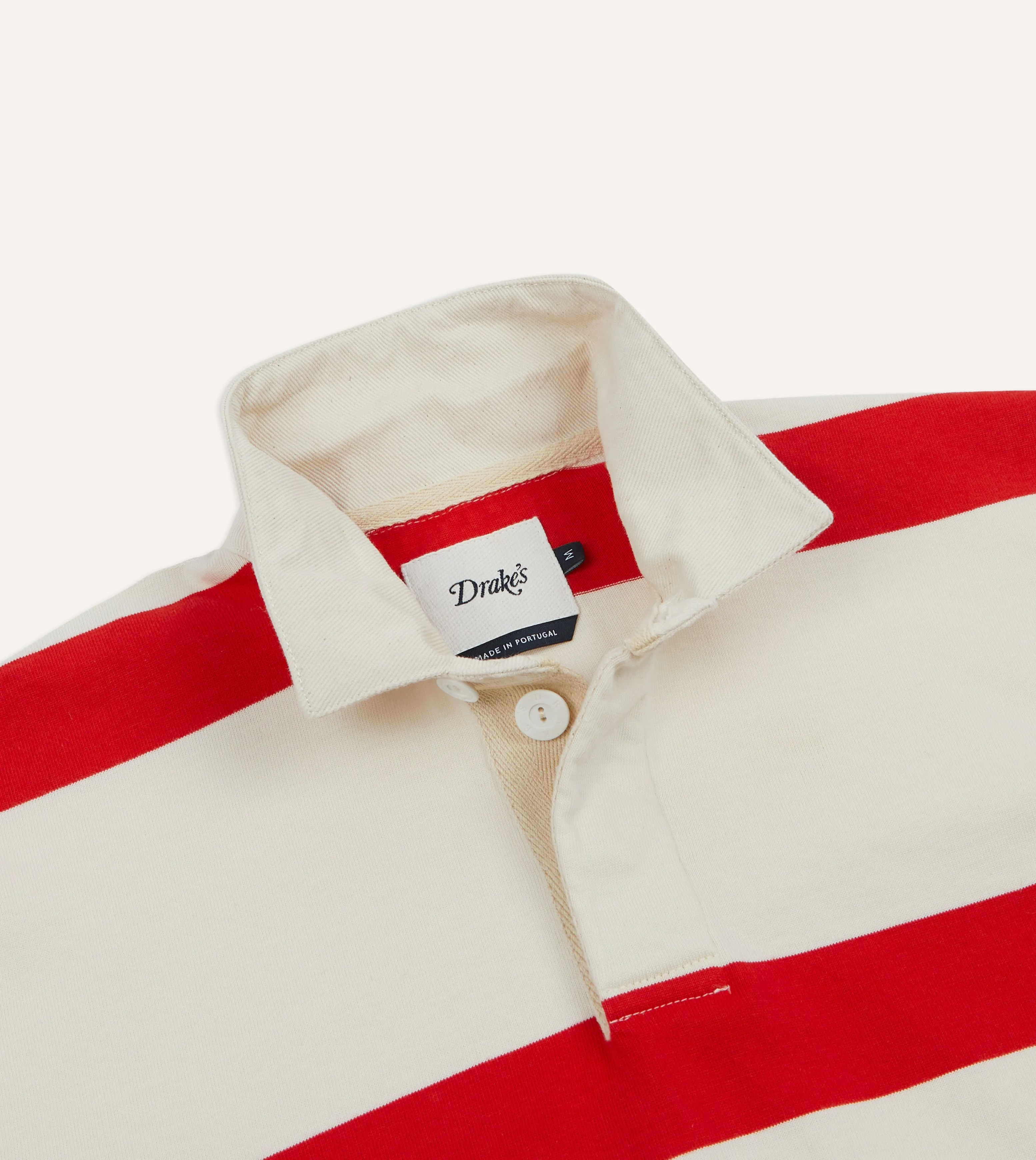 White and Red Stripe Cotton Rugby Shirt