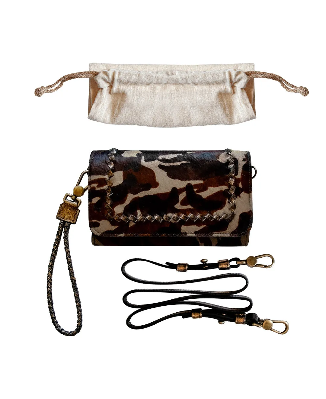 Women's Bifold MILA Wallet Wristlet - Cowhide Leather Fur