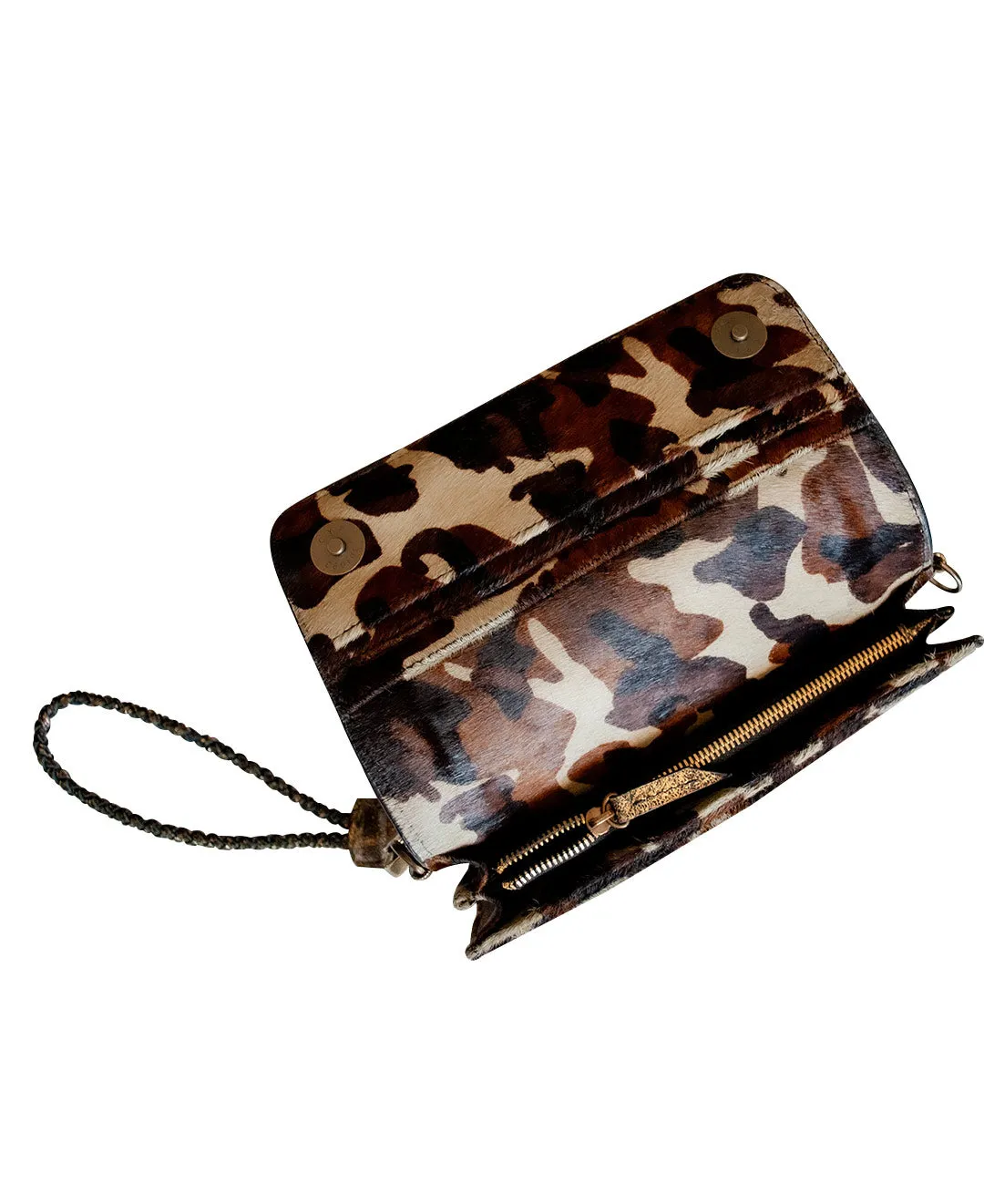 Women's Bifold MILA Wallet Wristlet - Cowhide Leather Fur