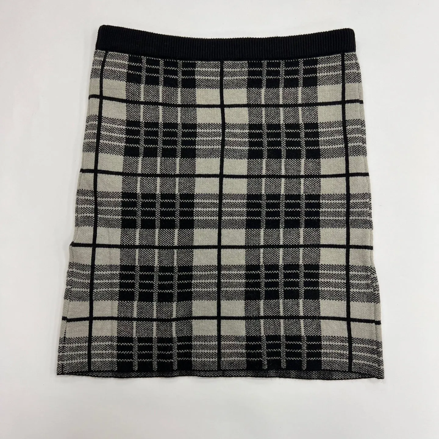 Women's Knit Fitted Plaid Design Solid Skirt