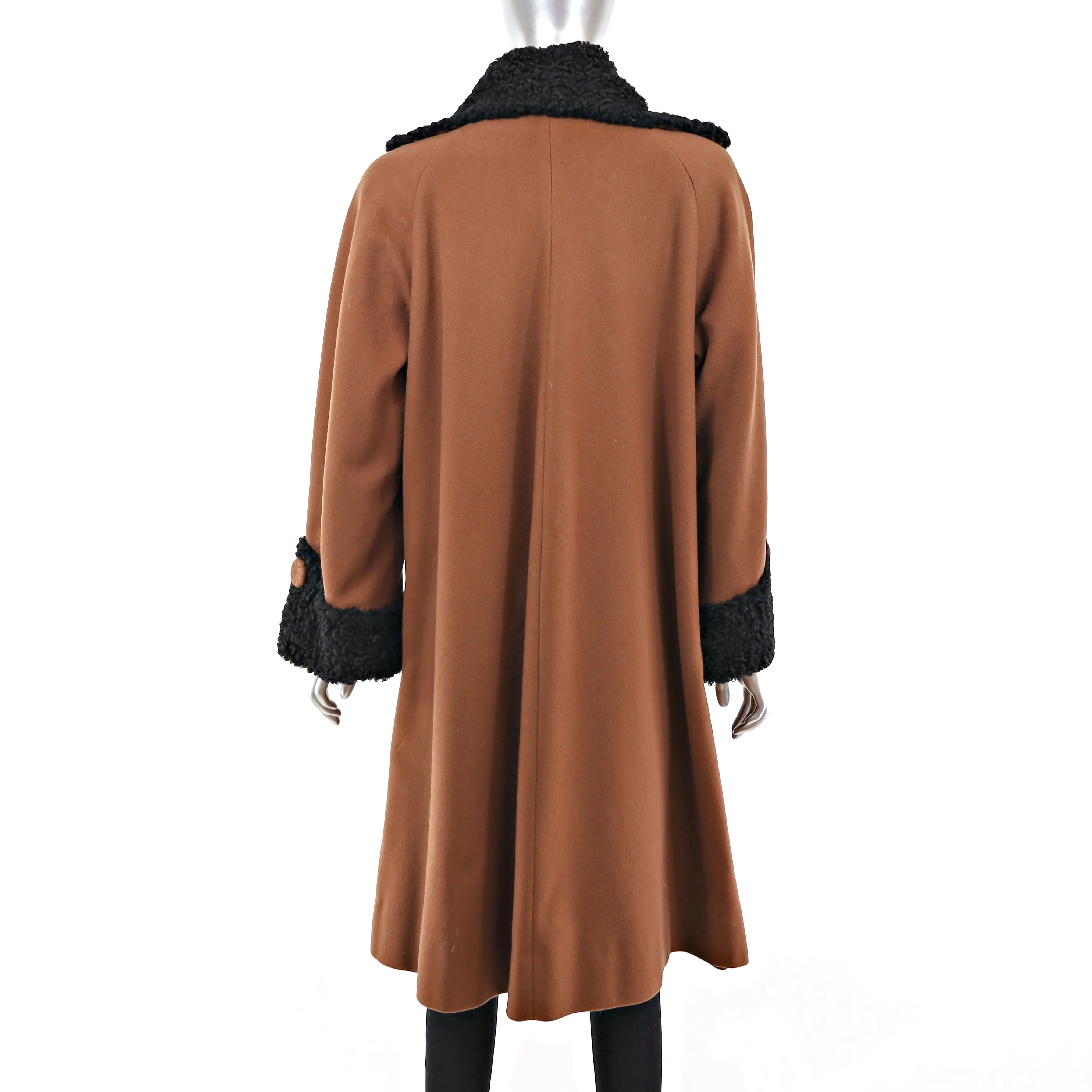 Wool Coat with Persian Lamb Trim- Size L