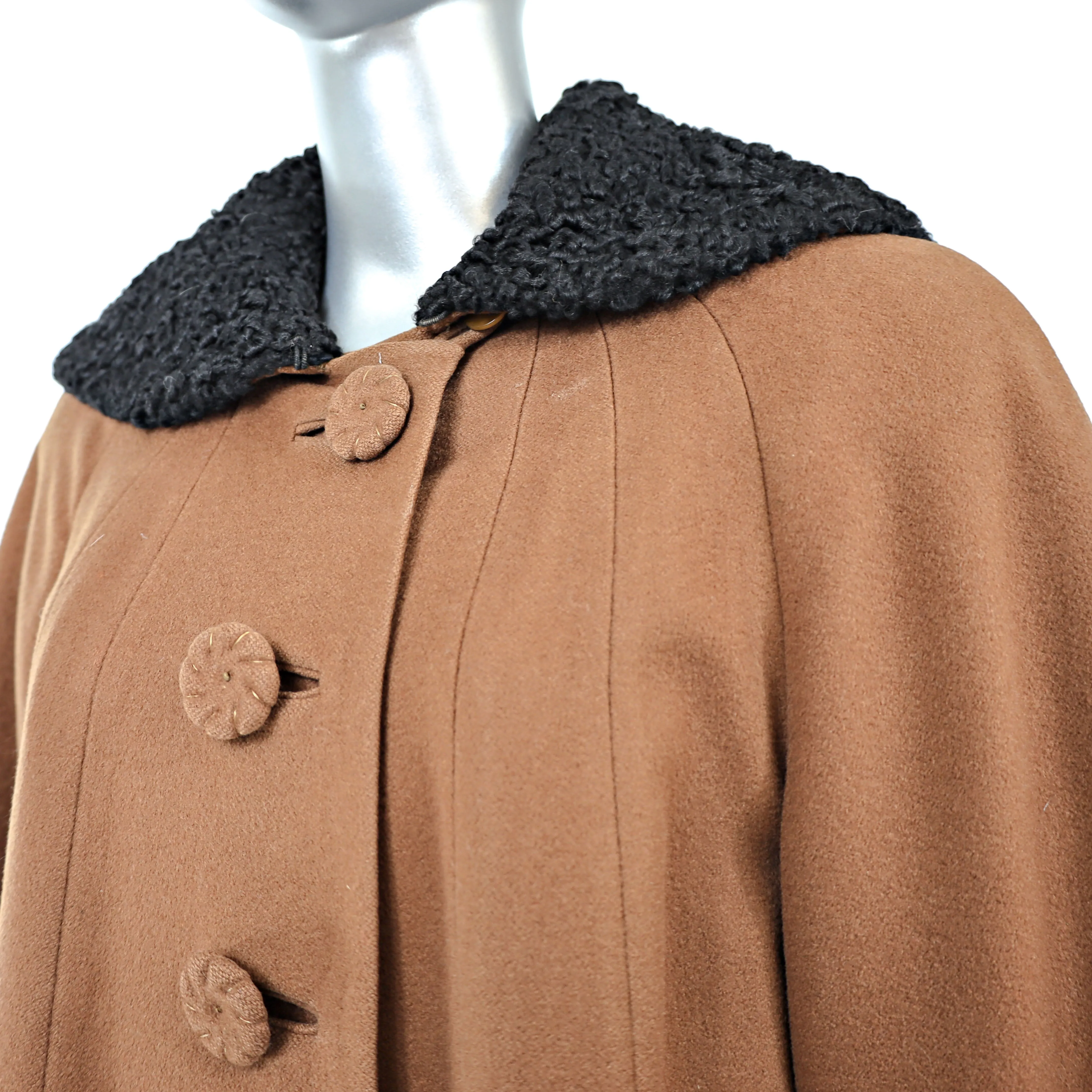 Wool Coat with Persian Lamb Trim- Size L