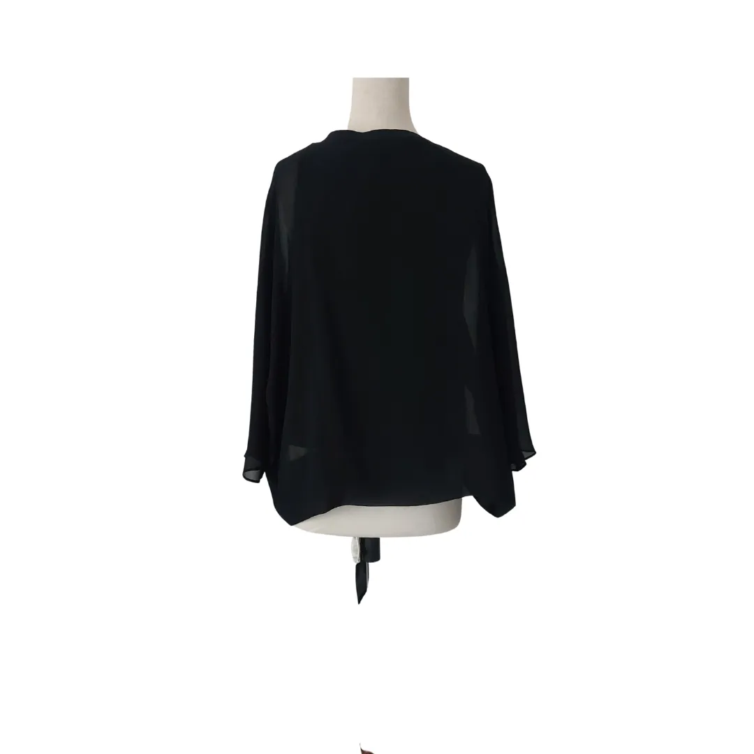 ZARA Black Sheer-Sleeves Front-knot Top | Pre Loved |